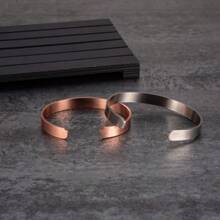 Pure Copper Bracelets For Men Matte Adjustable Cuff Vintage Magnetic 9mm Wide Energy Health Bangles Jewelry Resizable - Matte - View 7