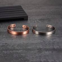 Pure Copper Bracelets For Men Matte Adjustable Cuff Vintage Magnetic 9mm Wide Energy Health Bangles Jewelry Resizable - Matte - View 8