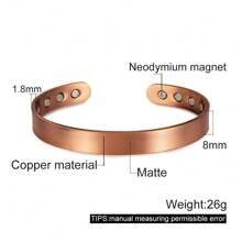 Pure Copper Bracelets For Men Matte Adjustable Cuff Vintage Magnetic 9mm Wide Energy Health Bangles Jewelry Resizable - Matte - View 5