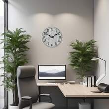 1 件现代简约乡村农舍灰色木板纹理木质静音挂钟，客厅卧室餐厅厨房办公室户外墙壁装饰挂钟，送给朋友的礼物（无电池），10 英寸/12 英寸/14 英寸/16 英寸 - 彩色 - 查看 5