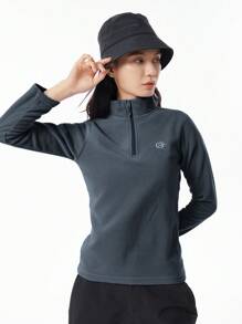 TECTOP 女士经典款抓绒套头卫衣，长袖，柔软轻盈，适合冬季穿着，随机图案，滑雪服 - 灰色 - 查看 9