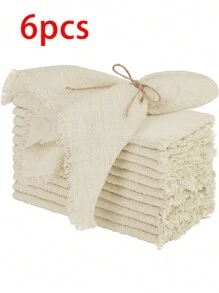 2/6/12/300pcs Simple Fresh Fringed Cloth Napkins, Soft & Absorbent, Suitable For Party, Wedding, Restaurant, Dining Table Decor