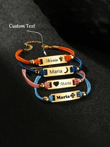 1 pieza/Personalizable Colgante en forma de corazón y luna con nombre de niños y fecha, pulsera con letra hueca personalizable, el mejor regalo personalizado para de bebé, vuelta al colegio, ideas de regalo de invierno para niño o niña, Día de San Valentín - Dorado - Ver 1