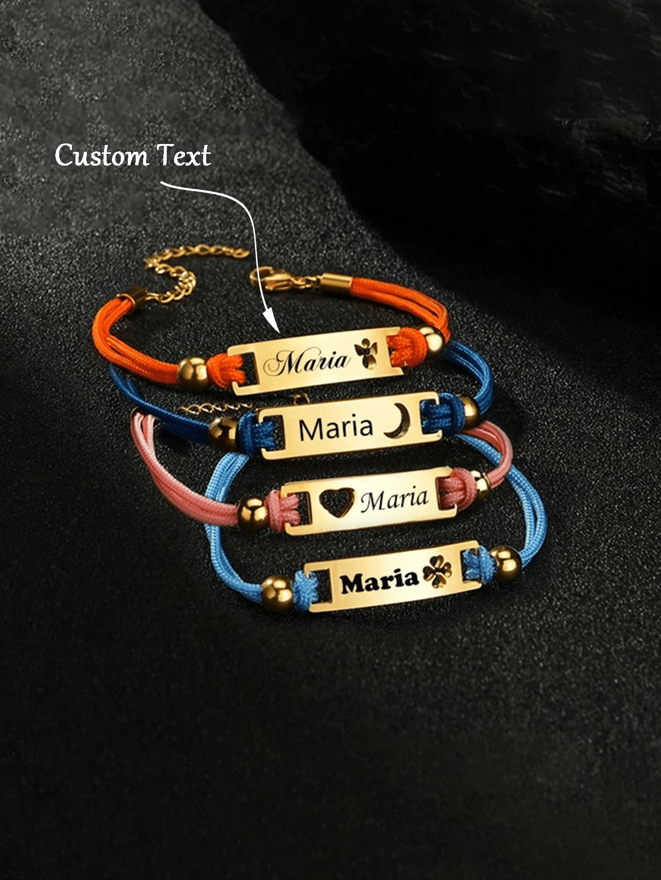 1 pieza/Personalizable Colgante en forma de corazón y luna con nombre de niños y fecha, pulsera con letra hueca personalizable, el mejor regalo personalizado para de bebé, vuelta al colegio, ideas de regalo de invierno para niño o niña, Día de San Valentín - Dorado - Ver 1
