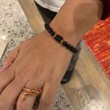 Pulseira de turmalina negra bruta, 1 peça, proteção poderosa, aterramento, equilíbrio emocional, pulseira feminina de contas de 6 mm