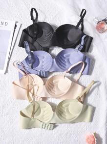 4 peças adolescentes meninas adolescentes sem costura push up roupa íntima sutiãs sólidos adequados para 12-15 anos de idade