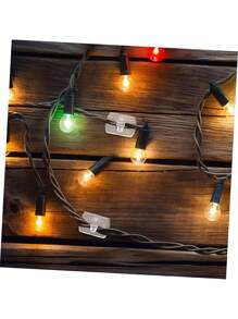 1-opakowanie dużych klipsów świetlnych, bezuszkodzeniowe wiszące haki świetlne z paskami samoprzylepnymi, przezroczyste klipsy ścienne do wiszących świateł wewnętrznych i zewnętrznych, dekoracji świątecznych i kabli, 6 przezroczystych klipsów i 6 pasków