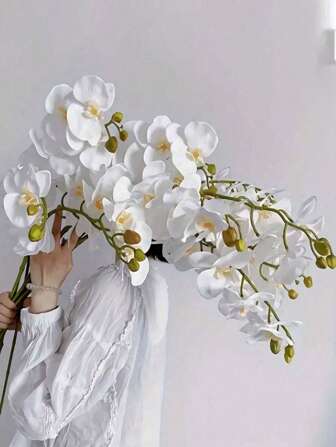 1/3/6/10 Pcs Artificial Orchid Branches, 9 Pcs Large Realistic Phalaenopsis Orchid Branches, Classic Style Artificial Orchid Decor, Decorative Silk Orchid Flowers, Artificial Flower Branches, Suitable For Living Room Home Decor, Valentine's Day Decor, Mother's Day Decor, Spring Decor, Gift For Women, Hotel And Wedding Floral Arrangement, Wedding