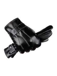 kissyouths 1 双经典防风防水触屏保暖舒适手套，适合驾驶、骑行和跑步 - 黑色 - 查看 9