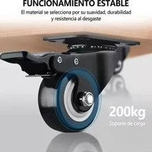 Kit 4 Ruedas De Pvc Rodaja Giratoria Con Frenos 2in Negras para Muebles de y Oficina, Transporte de Carretillas - Negro - Ver 4