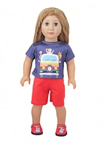 1 件美国娃娃时尚短袖 T 恤适合 18 英寸娃娃，娃娃服装上衣或娃娃裤子（不含娃娃），送给女儿的礼物，娃娃衣服 18 英寸，娃娃裤子，娃娃衣服>黑色