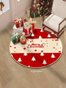 1pc Christmas Round Carpet, Area Rugs Living Room, Christmas Tree Rug, Rugs For Bed Room,Christmas Floor Mat And Play Mat For Family, Washable Indoor Carpet Decor, Anti-Slip Soft Carpet For Holiday Decoration, Suitable For Kitchen, Bedroom, Foyer, Nursery, Living Room Home Decor, Christmas Decor Rug, Room Decor