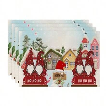 1 cái/4 cái/6 cái Miếng lót đĩa vải lanh Giáng sinh, Người tuyết, Cây thông Noel, Bông tuyết, Ông già Noel, Hoa văn tuần lộc, Miếng lót đĩa bền cho gia đình, nhà hàng và phòng ăn, Đồ trang trí nhà Giáng sinh - Nhiều màu - Xem 14