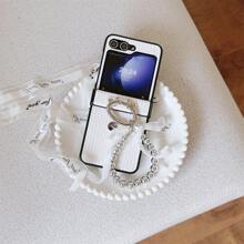 3 chiếc/bộ thảm cỏ màu đen và trắng phù hợp với khăn lụa ngọc trai mặt dây chuyền phụ kiện tương thích với Samsung Galaxy Z Flip6/Galaxy Z Flip5/FLIP4/FLIP5/FLIP6 - trắng - Xem 4