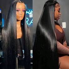 250% Density 13x6 Bone Straight Lace Front Wigs Human Hair HD Transparent Lace Frontal Human Hair Wigs For Women Glueless Wigs Human Hair Pre Plucked Natural Color Full Hair Up To 40Inch - 黑色 - 查看 9