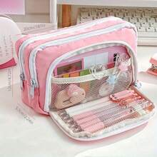 1 pièce Trousse à crayons de grande capacité avec design portable, idéal pour le bureau et l'école. Polyvalente en tant que sac de maquillage, convient pour le bureau, l'école, les jeunes, les filles, les garçons, les hommes, les femmes, les adultes, trousse à crayons, sac d'école