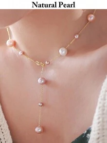 1 件稀有天然多色养殖淡水珍珠项链，925 纯银，4-7.5 毫米光泽，适合女性休闲佩戴、约会、度假、派对、婚礼、手工珠宝礼物，附赠礼品盒 - 粉色 - 查看 7