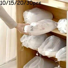 1/10/15/20/30PCS Geantă de depozitare pantofi de unică folosință, geantă de depozitare pentru pantofi, pantofi albi, husă pentru pantofi pentru uscare la soare, rezistentă la praf, geantă de unică folosință pentru uscarea pantofilor din material nețesut, țesătură respirabilă, fereastră transparentă, cusături întărite, pliabil Design, mânere durabile, acoperire rezistentă la apă, curele reglabile, stivuibile, compacte, ventilație cu plasă
