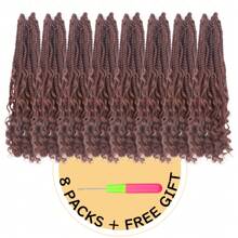 Goddess Box Braids Crochet Hair 8 Packs Crochet Box Braids Pre Looped Curly Ends Boho Style Synthetic Hair - 30# - 查看 6