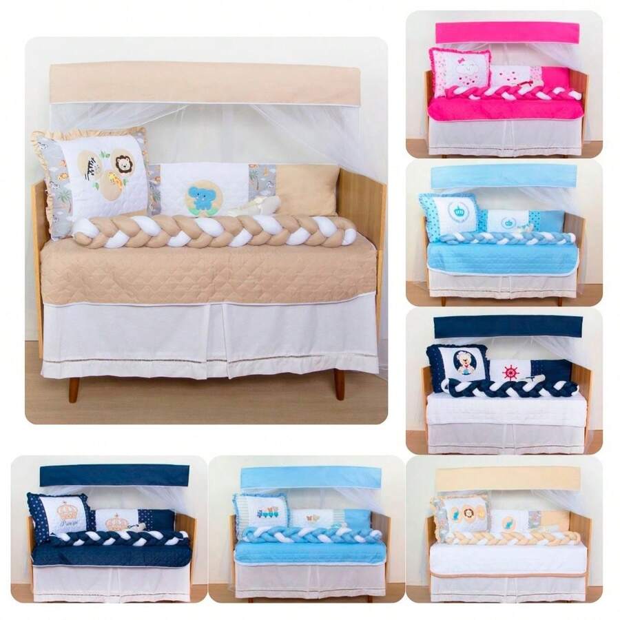 Crib Protector Kit With Sublimated American Braid For Boy And Girl 10 Pieces - 野柿子 - 查看 1