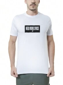 Men's Need More Space T-Shirt 100% Cotton Gym Workout Casual Summer - trắng - Xem 3