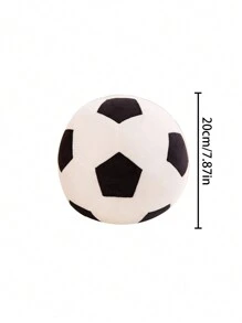 1 pieza Muñeco de peluche con forma de balón de fútbol, muñeco de peluche de balón de fútbol adorable, regalo, creativo, almohada para abrazar suave, muñeco de peluche, para sofá, cama, cojín, decoración de moda, regalo de cumpleaños - Blanco y Negro - Ver 5