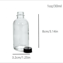12/4/1Gói, 1/2/4oz30/50/100ml Chai thủy tinh trong suốt nhỏ có nắp & 3 phễu thép không gỉ - Chai đựng du lịch thiết yếu Boston Sample Mini đựng thuốc, nước ép, đồ uống chăm sóc sức khỏe, đồ uống gừng, rượu whisky, chất lỏng - Trong sáng - Xem 8