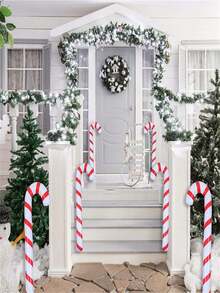 TYFYO 88cm/115cm Inflatable Christmas Candy Cane Stick Balloons Candy Canes Decorations for Xmas Outdoor Christmas Decorations for home 2023 - Merah - View 3