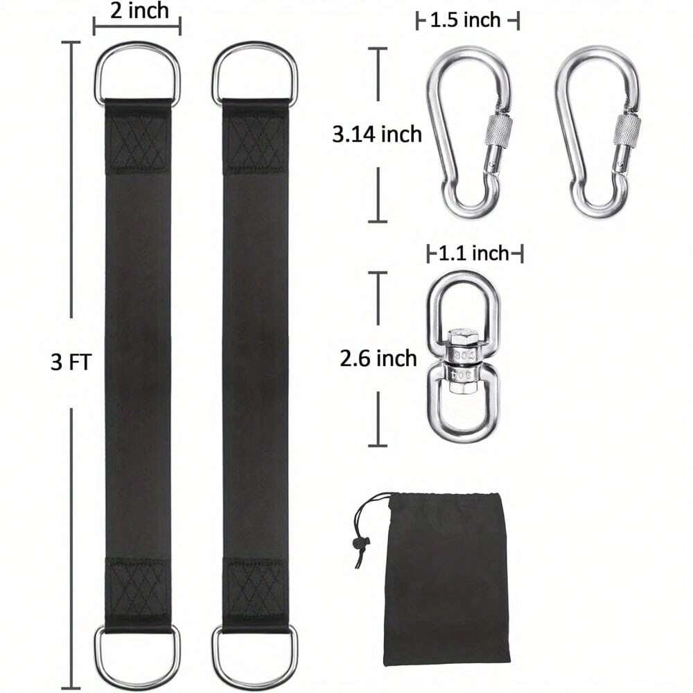 1 Set Of 550 Pound Long Adjustable Tree Swing Belt Safety Tree Swing Suspension Belt Kit 3FT