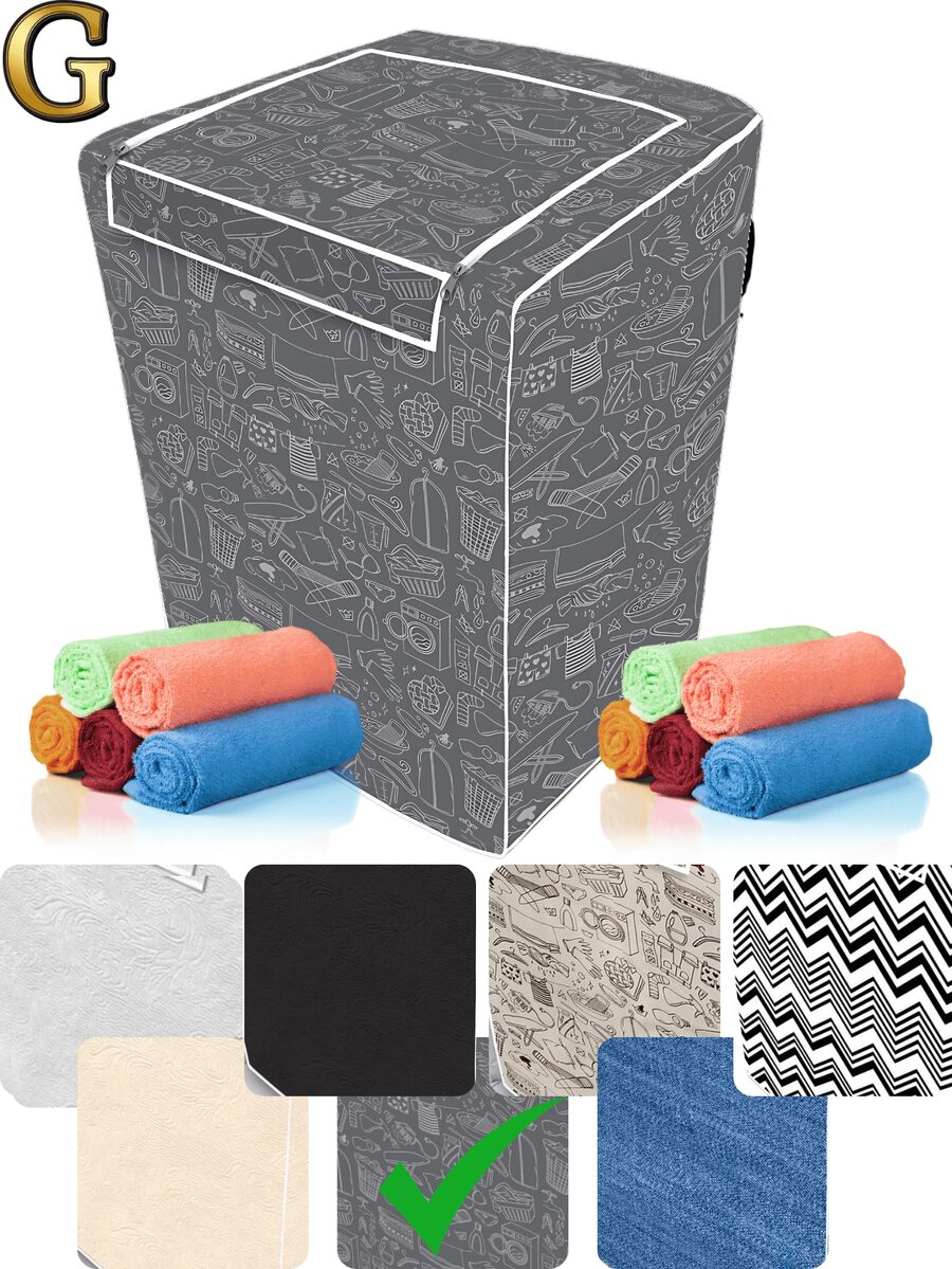 Washing Machine Cover With Top Opening Zipper Protector Samsung Brastemp Consul Eletrolux Continental - Xám G - Xem 1