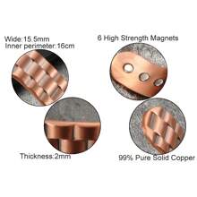 Pure Copper Magnetic Bracelets For Men Women Adjustable 15.5mm Wide Cuff Bangles Vintage Health Energy Magnet Jewelry