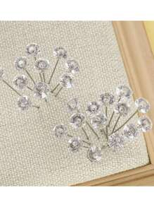 50 piezas, Pin de posicionamiento con forma de gema transparente, Pin con forma de flor para bodas - Con caja de plástico, adecuado para manualidades de Día de San Valentín, bodas, ramos de flores, accesorios de cabello nupcial, joyería, suministros de costura artesanal