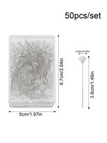 50 piezas, Pin de posicionamiento con forma de gema transparente, Pin con forma de flor para bodas - Con caja de plástico, adecuado para manualidades de Día de San Valentín, bodas, ramos de flores, accesorios de cabello nupcial, joyería, suministros de costura artesanal