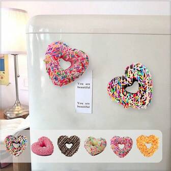 3d Heart-Shaped Donut Fridge Magnets, Craft Decoration, Table Centrepiece, Furniture Ornament, Photography Prop And Party Supplies