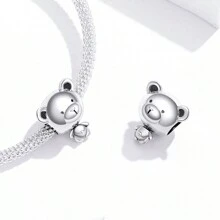bamoer 1 pièce Pendentif mignon en argent sterling 925 Charm d'animal Hamster Eléphant Ours Perle pour bracelet, bangle DIY Bijoux