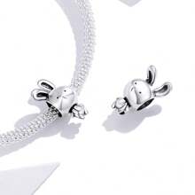 bamoer 1 pièce Pendentif mignon en argent sterling 925 Charm d'animal Hamster Eléphant Ours Perle pour bracelet, bangle DIY Bijoux