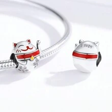 bamoer 1 pièce Pendentif mignon en argent sterling 925 Charm d'animal Hamster Eléphant Ours Perle pour bracelet, bangle DIY Bijoux