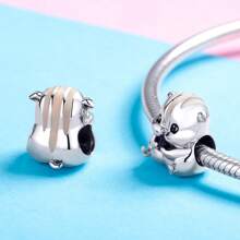 bamoer 1 pièce Pendentif mignon en argent sterling 925 Charm d'animal Hamster Eléphant Ours Perle pour bracelet, bangle DIY Bijoux