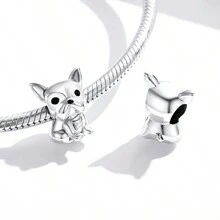 bamoer 1 pièce Pendentif mignon en argent sterling 925 Charm d'animal Hamster Eléphant Ours Perle pour bracelet, bangle DIY Bijoux