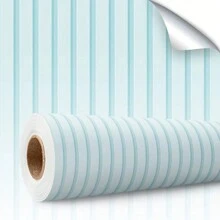 Paper and Wall Self-Adhesive Vinyl Wallpaper Striped Pink Slat Panel Children's Decoration Girl Female Modern Bedroom Living Room - 淺藍色 - 查看 1