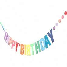Rainbow Color Happy Birthday Banner,Christmas - Multicolor - View 5