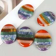 1 件天然七脉轮烦恼石可缓解焦虑，彩色冥想疗愈水晶拇指石 - Multicolor - 查看 2