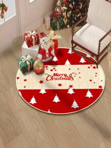 1pc Christmas Round Carpet, Area Rugs Living Room, Christmas Tree Rug, Rugs For Bed Room,Christmas Floor Mat And Play Mat For Family, Washable Indoor Carpet Decor, Anti-Slip Soft Carpet For Holiday Decoration, Suitable For Kitchen, Bedroom, Foyer, Nursery, Living Room Home Decor, Christmas Decor Rug, Room Decor