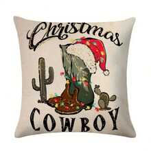 1 件圣诞老人与仙人掌 3D 印花枕套，3 种不同尺寸可用于沙发、长沙发或地板装饰（不含枕芯） - 彩色 - 查看 5