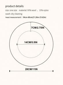 1 pieza Boina elegante de lana para mujer con aplicaciones florales, otoño/invierno