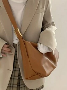 Túi đeo chéo đa năng dung tích lớn dành cho phụ nữ, Túi tote thường ngày phong cách mới, Túi đeo vai dạng hốc, Thích hợp cho học sinh đi học, đi làm, Di động hàng ngày - màu nâu - Xem 1