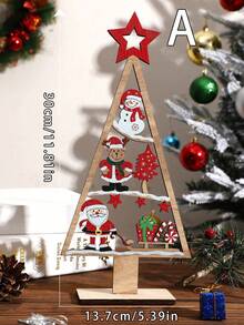 1 pieza Decoración de mesa de madera navideña: Adornos navideños con diseños de árbol de Navidad, Papá Noel, muñeco de nieve y renos, perfectos para la decoración del hogar, decoración de la repisa de la chimenea y decoraciones de fiesta de Navidad - Multicolor - Ver 14
