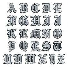 1 Pièce Optionnelle Alphabet Noir Edge Patch Brodé, Fer Sur/insignes, Vêtements Et Accessoires Décoration