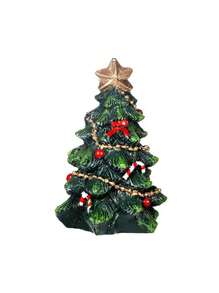 1pc Resin Carved Christmas Tree Figurine, Cute Mini Christmas Tree For Holiday Party Best Gifts