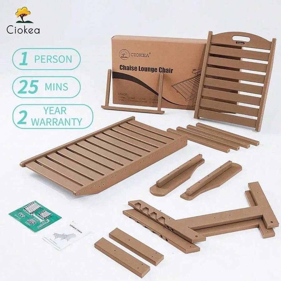 Chaise Lounge Chair, With Wood Texture, Adjustable 5Position Chaises